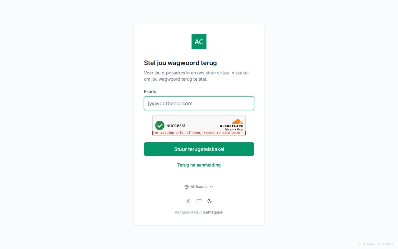 Forgot-password screen with an email field and a neutral check-your-email confirmation state