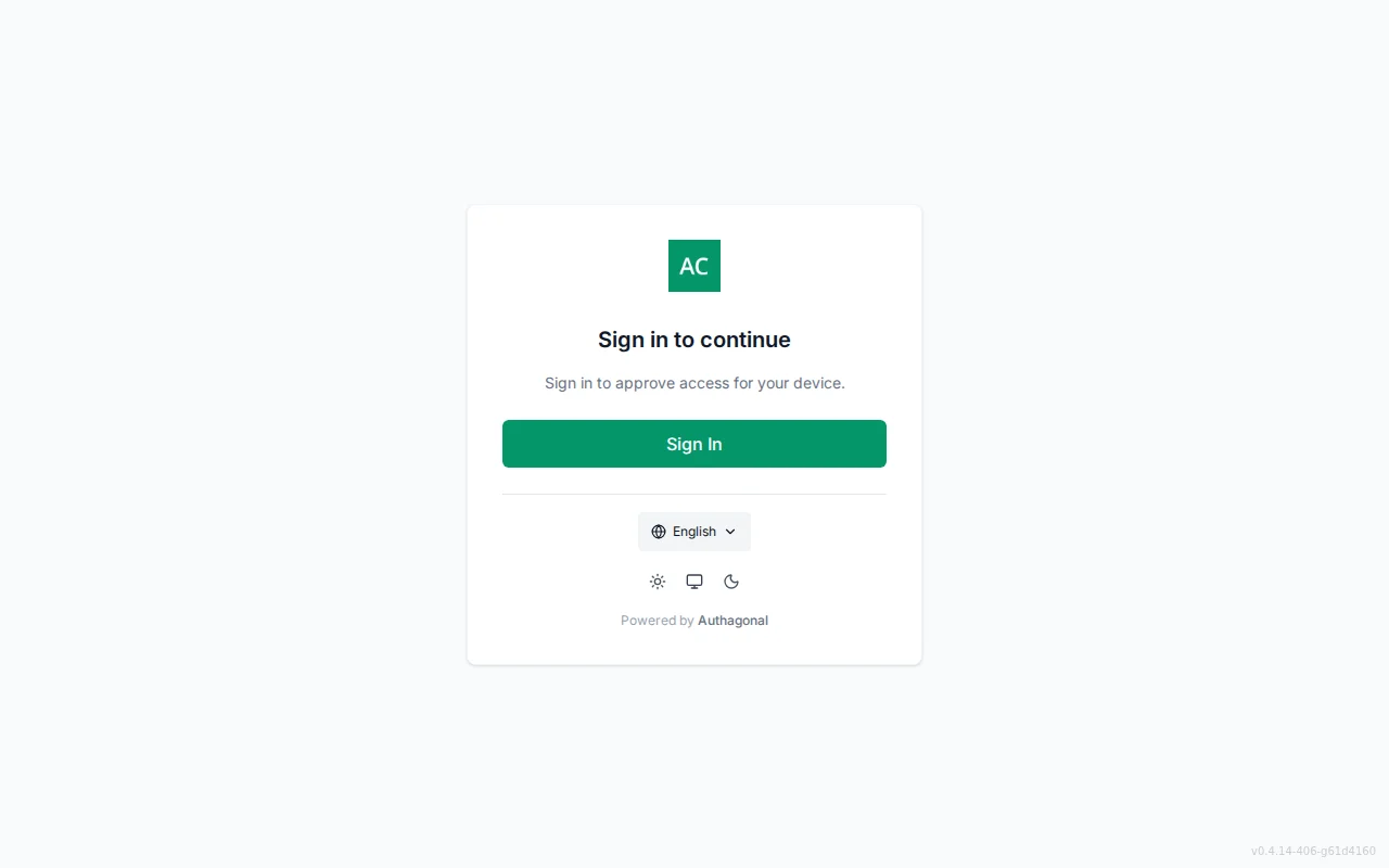 Device authorization screen with a centered user-code entry field, an Approve button, and an approved confirmation state