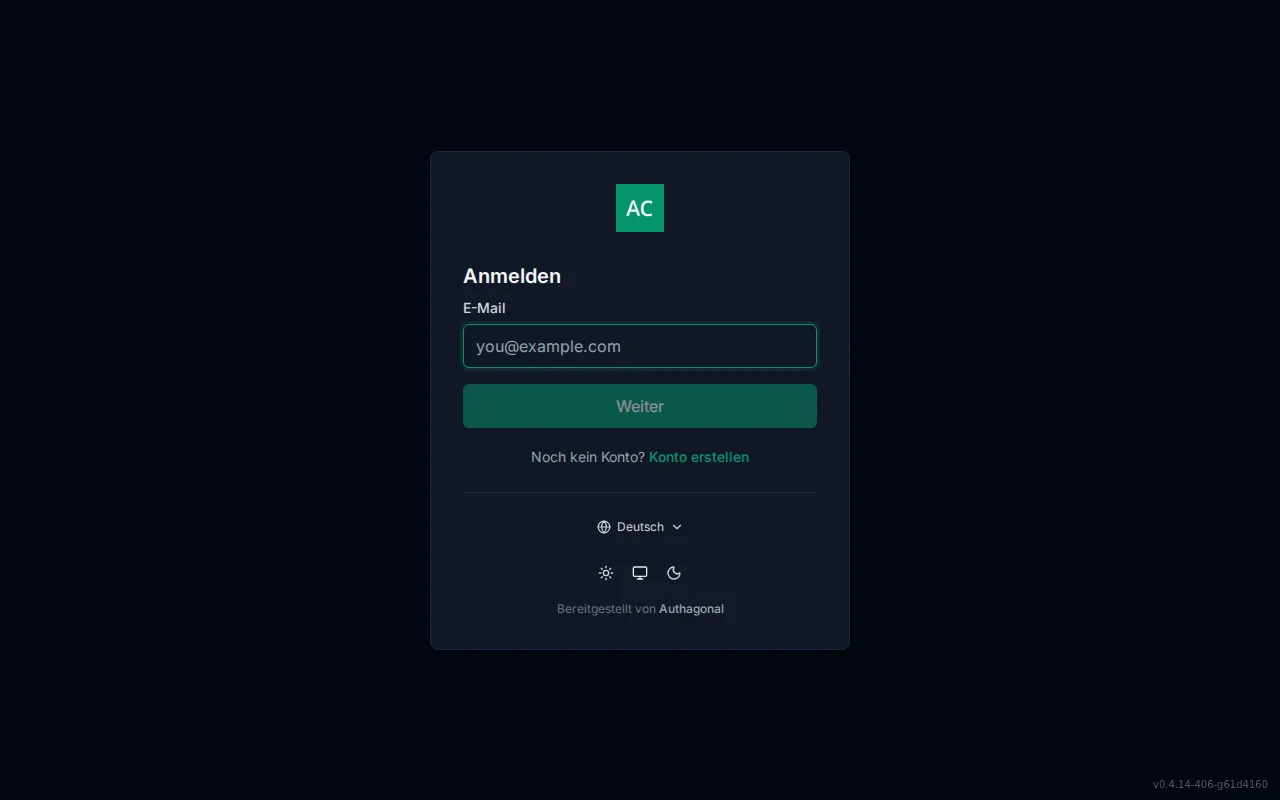 A customized login page showing a branded logo, custom primary color on the sign-in button, and support email in the footer