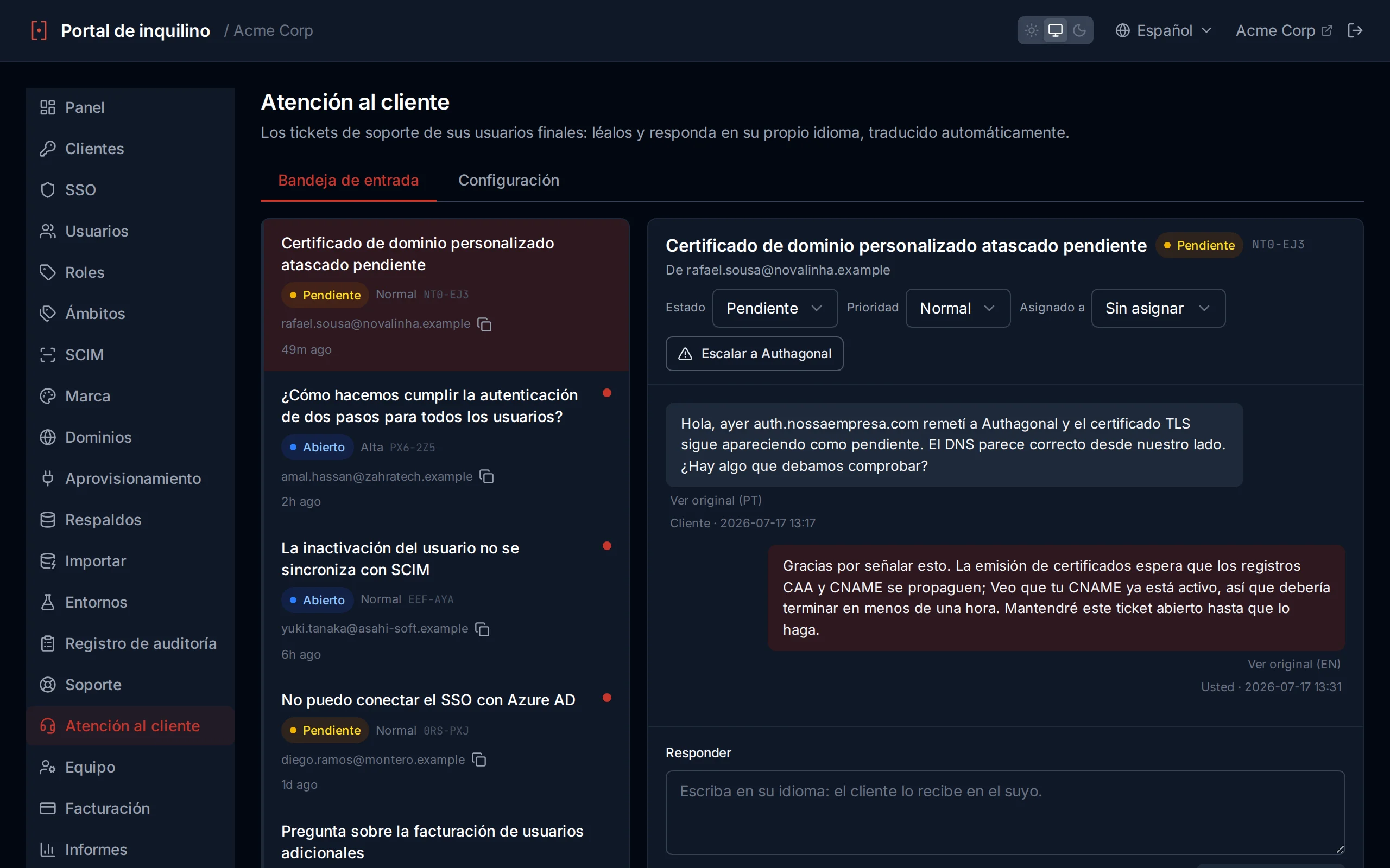 Atención al cliente