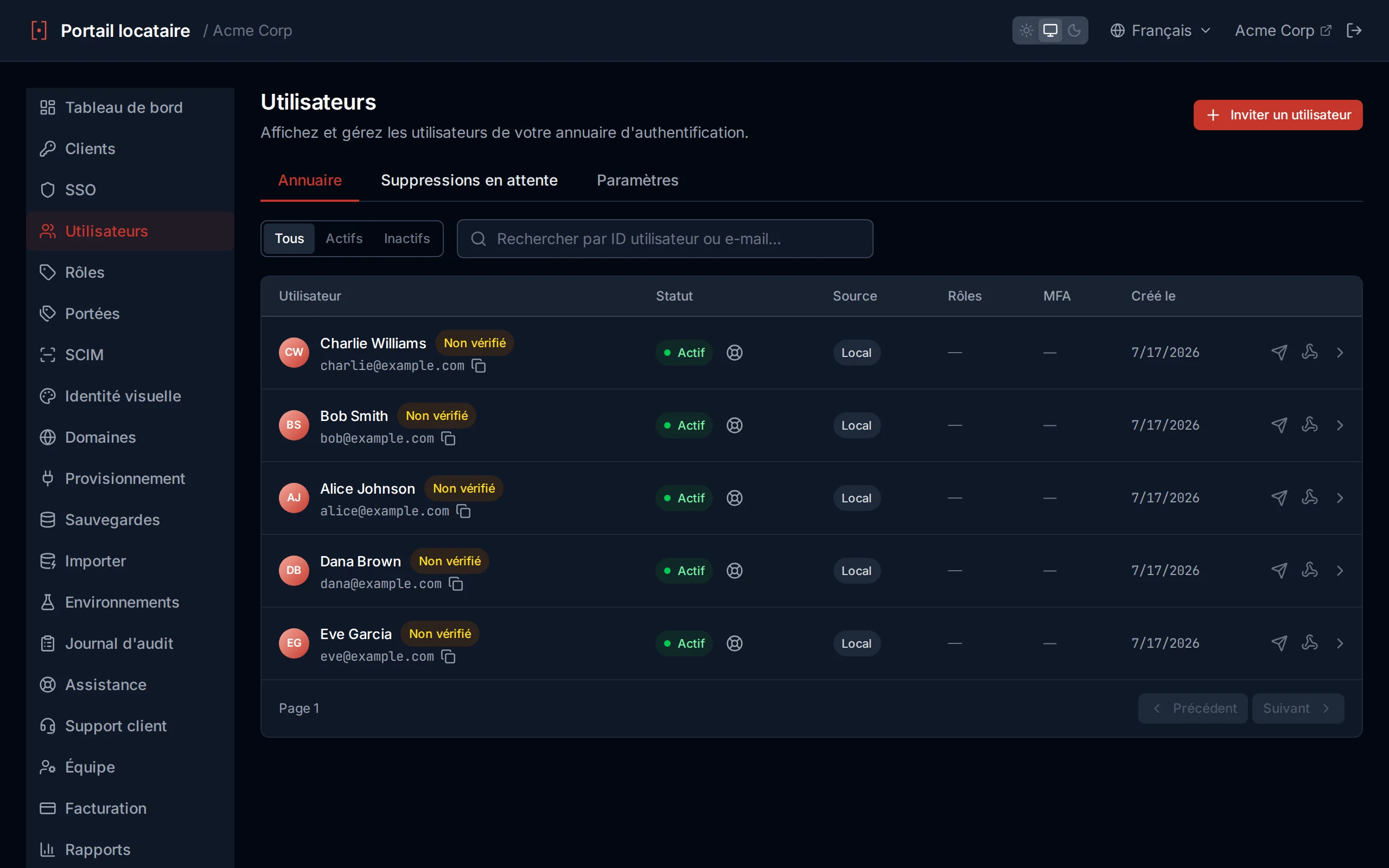 Gestion des utilisateurs