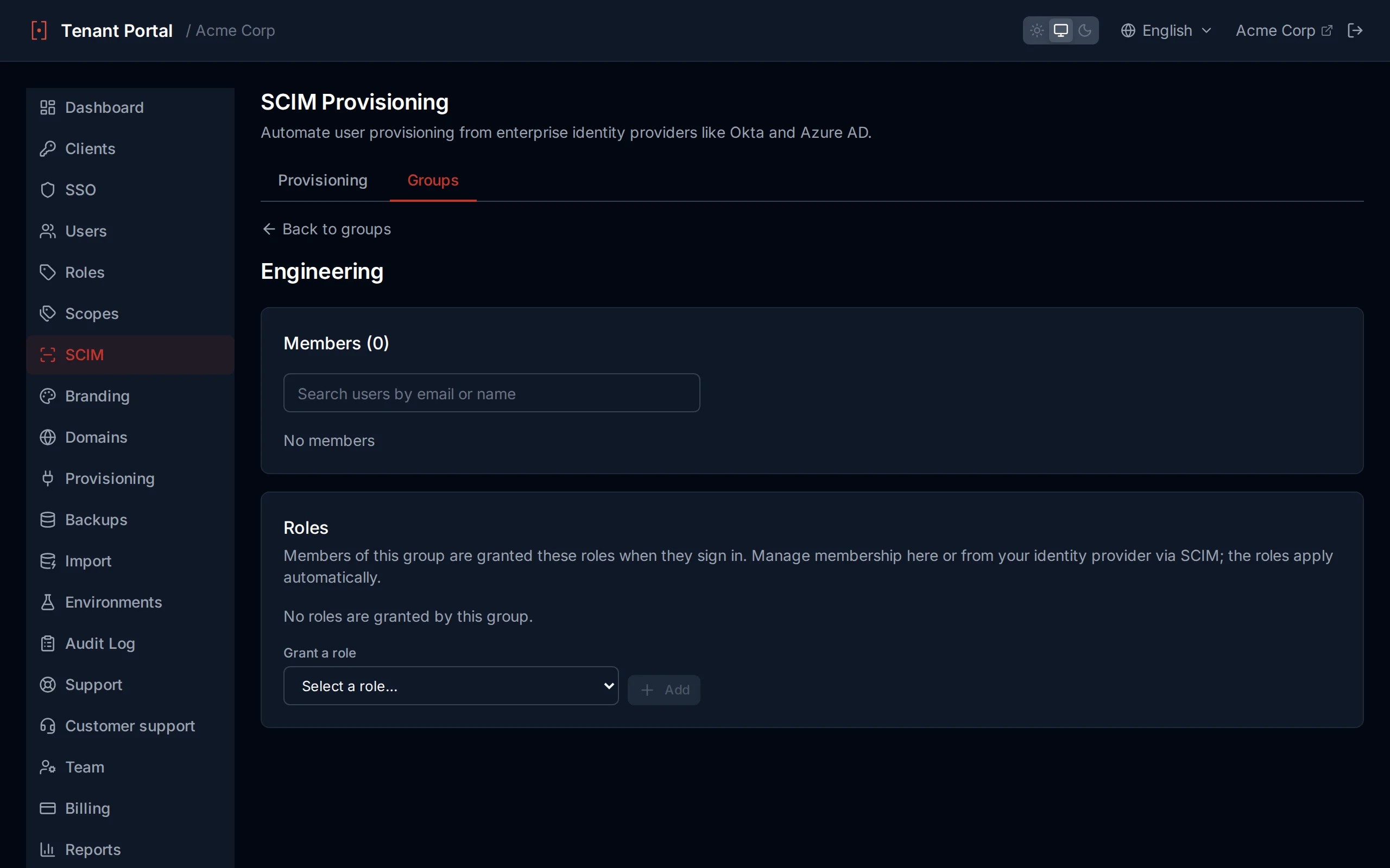 Group detail view showing member list with user IDs and a field to add new members
