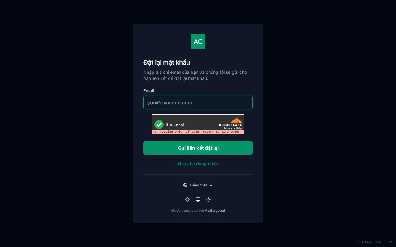 Forgot-password screen with an email field and a neutral check-your-email confirmation state