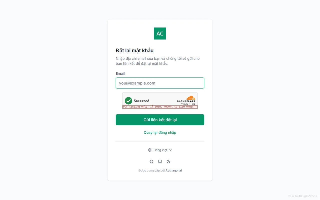 Forgot-password screen with an email field and a neutral check-your-email confirmation state